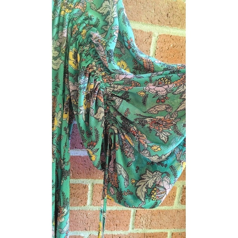 Free People Earthfolk Duster Dress M Flowy Button Runched Boho Cottagecore New - Picture 8 of 16